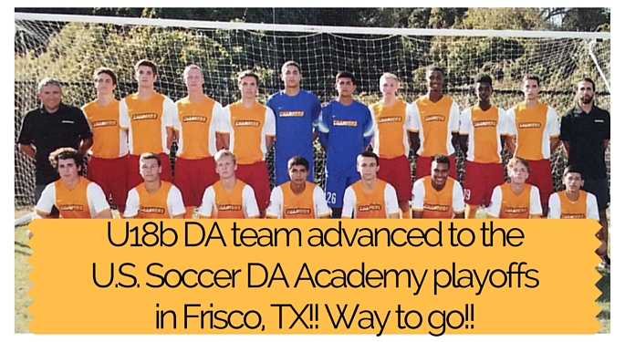 U18b DA advanced to the U.S. Soccer Development Academy playoffs in Frisco, TX!!